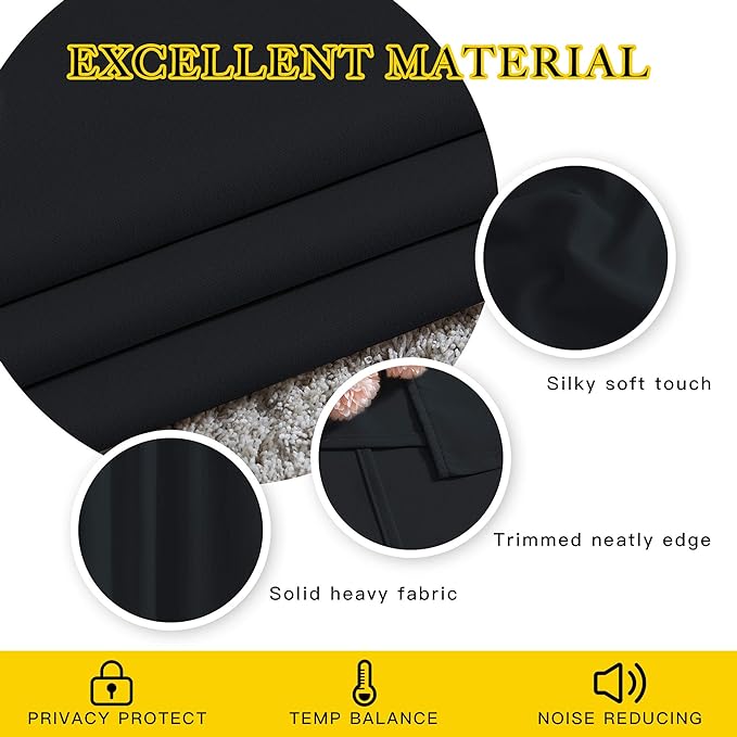 NICETOWN Black Out Curtains 102 inches Long, Grommet Thermal Insulated Solid Blackout Curtains Privacy Window Treatments for Bedroom/Living Room, W46 x L102, 2 Panels