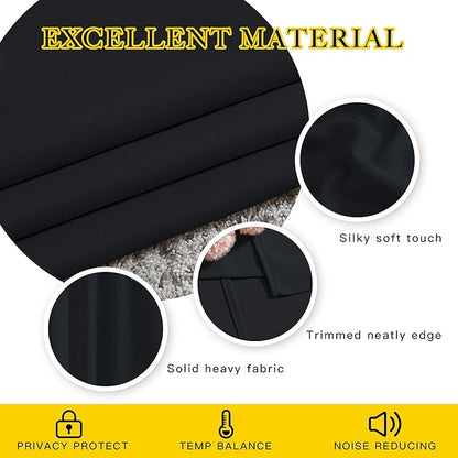 NICETOWN Black Doorway Curtains 80 inch Length 2 Panels Set - Grommet Thermal Insulated Blackout Window Treatments Sound Blocking Drapes for Living Room/Bedroom, W40 x L80