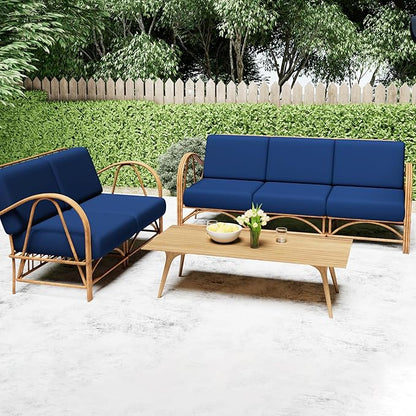 Smiry Printed Couch Cushion Covers, Stretch Soft Couch Covers for Sofa, Washable Non-Slip Sofa Slipcover Furniture Protector for Indoor and Outdoor (3 Pack, Navy)