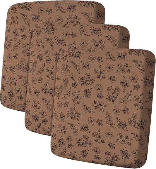 Leather Look Couch Cushion Covers Sofa Seat Slipcovers Sets Couches Furniture Protector for Sectional Armchair Loveseat Pets Kids Stretch Spandex Fabric (3 Cushion Sofa, Brown 01Flower)
