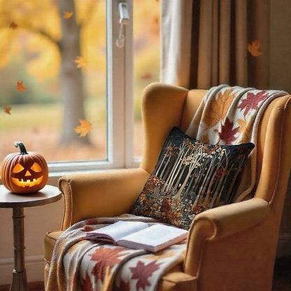 Rustic William Morris Inspired Autumn Forest Decor Pillow Covers 18x18,Fall Home Room Decor, Vintage Botanical Nature Decorative Throw Pillow Covers for Home Bedroom Living Room