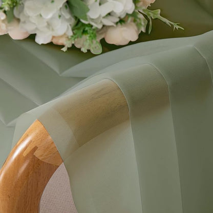 Chyhomenyc Sage Green Sheer Curtains 36 Inch Length, Short Voile Sheer Window Curtians for Small Window Bathroom Cafe Living Room, Set of 2, 42W x 36L inches, Rod Pocket,