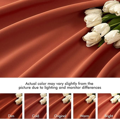 MIULEE Back Tab Burnt Orange Blackout Curtains 90 Inch Long 2 Panels Set for Living Room Bedroom, Fall Terracotta Rod Pocket/Pinch Pleated Thermal Insulated Room Darkening Light Blocking Curtains