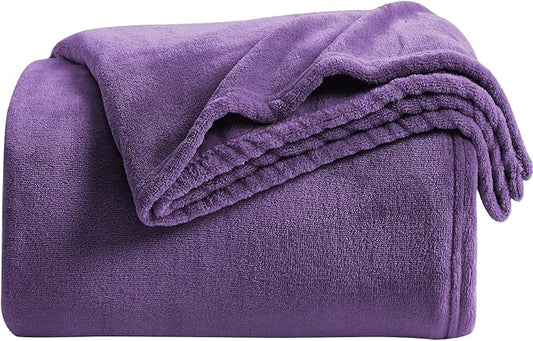 KMUSET Super Soft Throw Blanket Premium Silky Flannel Fleece Twin Size Purple Microfiber Lightweight Blanket All Season Use, 60X80 inches