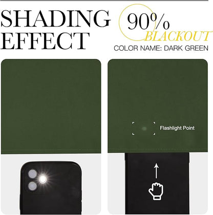 NICETOWN Dark Green Blackout Cafe Satin Curtains for Small Windows, 42" Wide by 63" Long, 2 Panels, Grommet Noise Reducing Faux Silk Blackout Drapes for Dining Room