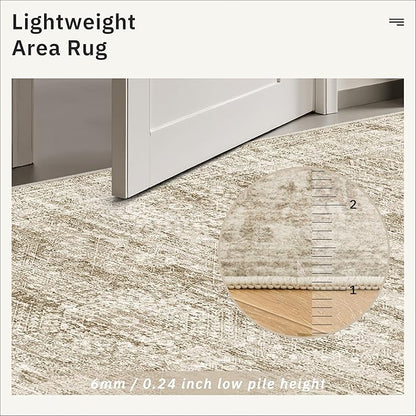 Hallway Runner Rug 3x16 - Vintage Non Slip Washable 16ft Kitchen Runner for Entrance Soft Long Carpet Runners for Living Room Bedroom Dining Room, Brown