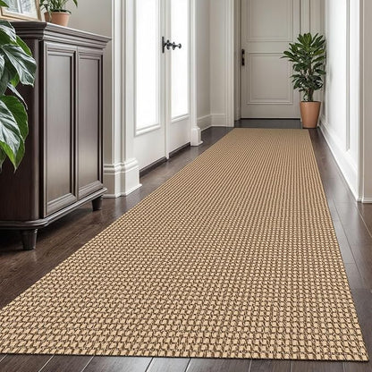 KOZYFLY Extra Long Runners for Hallways 2.6x16 ft Washable Kitchen Runner Non Slip Rubber Backed Hallway Rug Cotton Entryway Runner Rug Floor Carpet for Indoor Hall, Kitchen, Stair, Tan/Orange/Brown