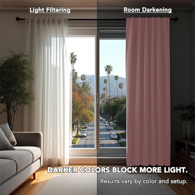 Deconovo Blackout Curtains, Thermal Insulated, W52 x L45 2 Panels, Back Tab, Machine Washable, Room-Darkening Drapes for Bedroom/Living Room Coral Pink