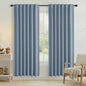 RYB HOME Smoky Blue 100% Blackout Linen Curtains 72 inch Long, Thermal Insulated & Privacy Assurd Drapes for Bedroom/Office/Nursery, Rod Pocket & Back Tab Window Treatment, W52 X L72, 2 Panels
