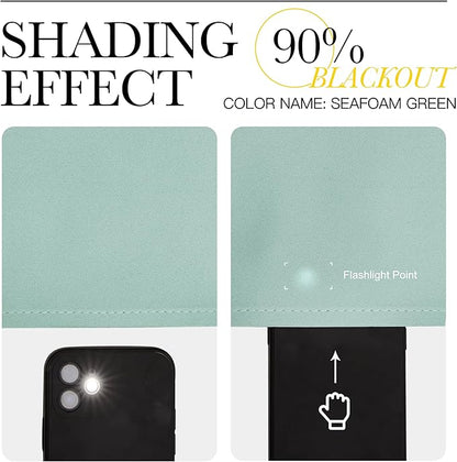 NICETOWN Seafoam Green Blackout Curtains 90 inches Long, Grommet Thermal Insulated Blackout Window Treatments Sound Reducing for Bedroom/Living Room, 2 Panels, W52 x L90