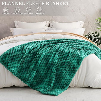 Exclusivo Mezcla Fleece King Blanket for Bed, Extra Large Fuzzy Tie-dye Teal Bed Blankets, Soft Cozy Plush Sofa Throws for All Seasons, 90x104 Inches