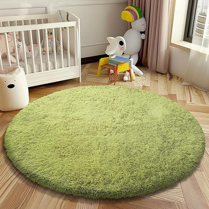 Super Soft Circle Rugs for Girls Princess Castle Toddlers Play Tent 3 Diameter Circular Area Rugs for Kids Bedroom Baby Room Decor Round Shag Playhouse Carpets(Φ3, Grass Green)