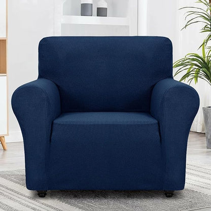 ZNSAYOTX Super Stretch Chair Slipcover Universal Sofa Chair Covers for Living Room Dogs Pet Furniture Protector Spandex Armchair Slipcovers with Anti Slip Foam Sticks (Navy Blue, Chair)