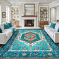 SERISSA 9x12 Area Rugs for Living Room, Large Washable Non-Slip Boho Rug, Ultra Soft Vintage Blue Oriental Print Distressed Farmhouse Carpet for Dining Room Bedroom Dorm Office Home Decor