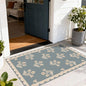 Floral Outdoor Rug - 28" x 43" Front Door Mat Indoor Outside Entrance Non-Slip Washable Outdoor Mat Blue Farmhouse Scalloped Rug for Entryway Kitchen Bedroom Layered Doormat for Front Porch