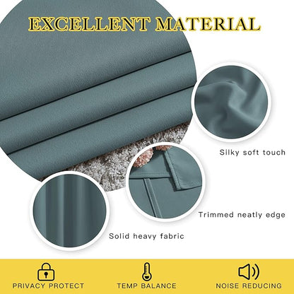 NICETOWN Room Darkening Extra Long Curtains - Home Fashion Ring Top Thermal Insulated Weighted Large Window Treatment Drapes for Nursery (W80 x L108, Greyish Blue, Set of 2)