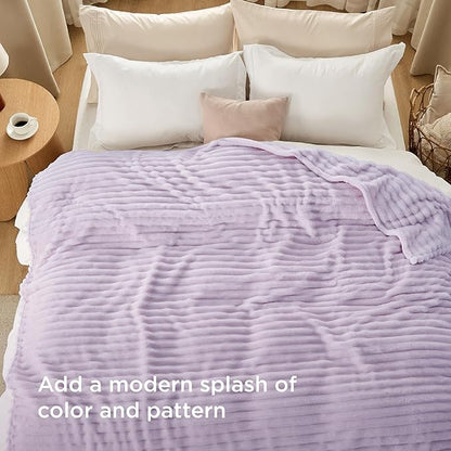 Bedsure GentleSoft Lavender Fog Fleece Blanket for Couch - Cozy Soft Blankets for Women, Cute Small Throws for Girls, 90x90 Inches