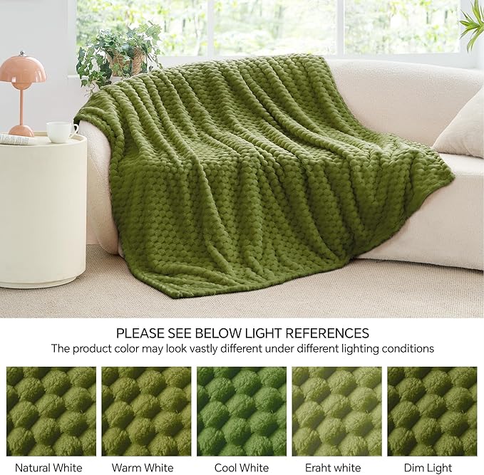BEDELITE Fleece Blanket - 3D Jacquard Decorative Green Apple Throw Blankets for Couch & Bed, Soft and Cozy Warm Plush Fluffy Blanket All Seasons Suitable, 50x60Inches