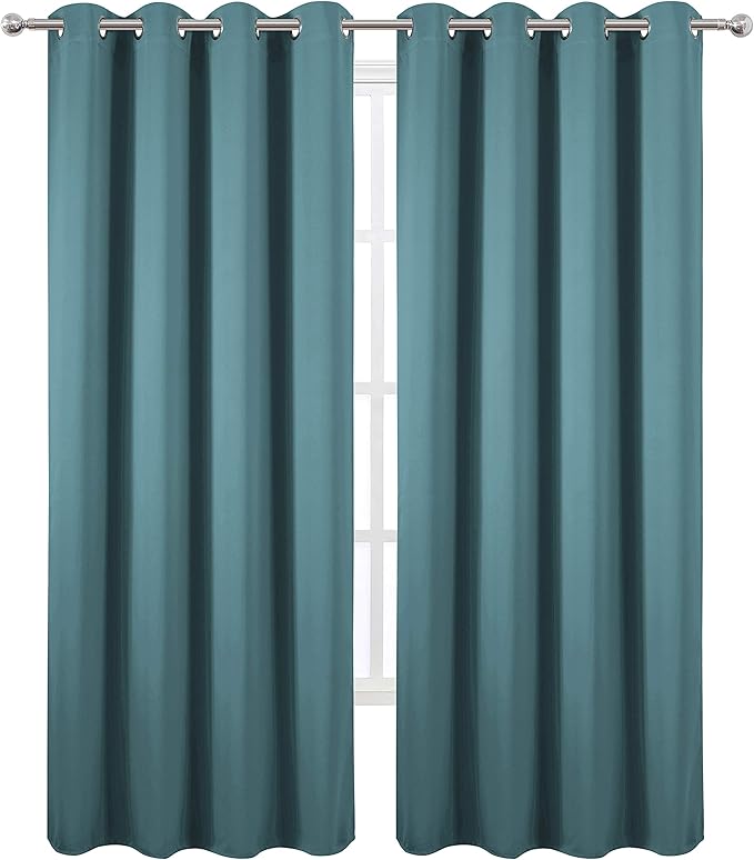 LEMOMO Sea Teal Thermal Blackout Curtains/52 x 95 Inch/Set of 2 Panels Room Darkening Curtains