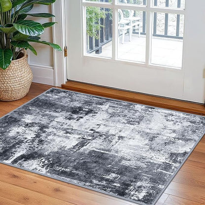 KOZYFLY 2x3 Rug Non-Slip Small Area Rug Abstract Machine Washable Indoor Front Door Mat Modern Rug for Entryway, Throw Rug with Low Pile Small Carpet for Bedroom, Living Room, Bathroom