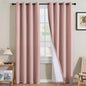 H.VERSAILTEX Linen Curtains 100% Blackout Curtains for Bedroom 108 inch Long Full Light Blocking Nature Linen Blended Window Curtains for Living Room Nickel Grommet (2 Panels, Heathered Baby Pink)