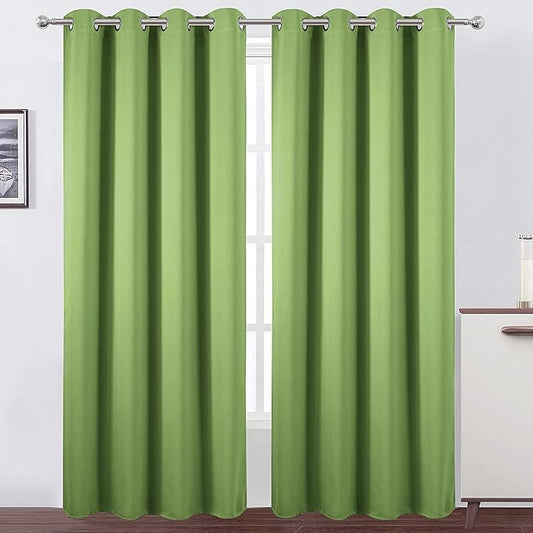 LEMOMO Light Green Thermal Blackout Curtains/52 x 95 Inch/Set of 2 Panels Room Darkening Curtains for Bedroom