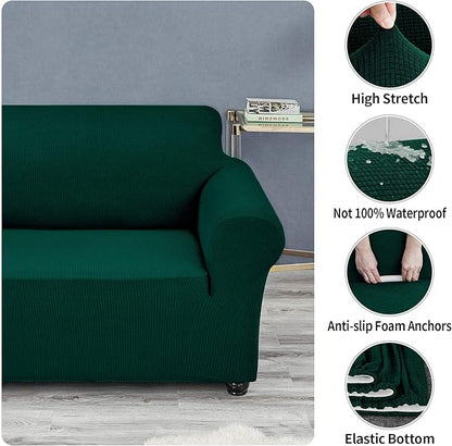 Joccun Christmas Stretch Couch Cover Slipcovers, 1-Piece Sofa Covers for 3 Cushion Couch Spandex Jacquard Washable Furniture Protector Cover for Living Room,Kids,Pets(Sofa,Hunter)
