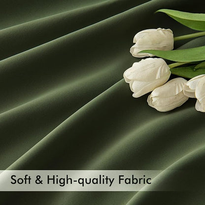 MIULEE Olive Green Back Tab Blackout Curtains 84 Inch Length 2 Panels Set for Living Room Bedroom Privacy, Rod Pocket/Pinch Pleat Thermal Insulated Room Darkening Pleated Light Blocking Drapes