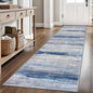 KOZYFLY Modern Abstract Hallway Runner Rug, 2.6x8 Washable Rug Runner Non-Slip Soft Striped Kitchen Runner Rugs, Print Blue/Grey/Beige Carpet Runner for Entryway Bathroom Laundry Room Foyer