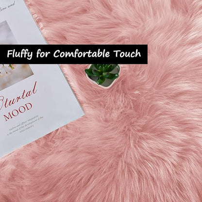 Goolela Pink Round Rug for Girls Bedroom Fluffy Circle Rug 3ft Faux Fur Rug for Living Room Cute Plush Shag Rug Washable Home Décor