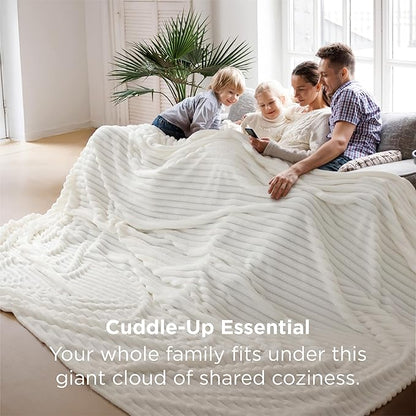 Bedsure GentleSoft Large Fleece Blanket for Bed - Cozy Soft Throw Blankets for Women, Cute Large Throws for Girls, Off White, 120x120 Inches