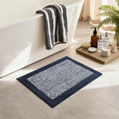 Bathroom Rugs 24x17 Non Slip Washable, Dark Blue Bath Mat for Bathroom Floor Tub, Soft Absorbent Quick Dry Mats for Shower, Bathtub,Home Decor