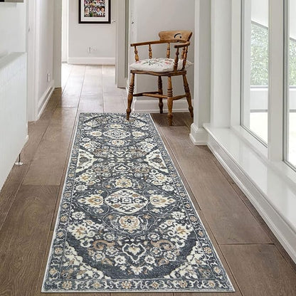 HEBE Hallway Runner Rug 2'x6' Washable Vintage Distressed Area Rugs Non Slip Laundry Rug Runner Boho Floor Carpet Runners for Hallways Entryway Laundry Room Kitchen Bathroom