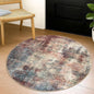 IOHOUZE Round Area Rug 3 Ft Circle Entryway Rugs Round Washable Door Mat Indoor Entrance, Non Slip Circle Front Door Rug, Printed Abstract Faux Wool Floor Carpet for Foyer Porch Sink, Red/Multi