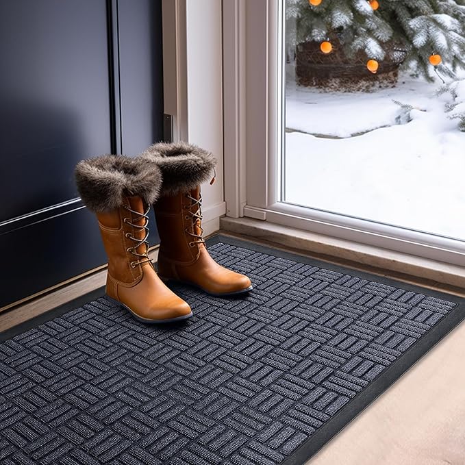 Mibao Front Door Mat, Heavy Duty Durable Welcome Mat for Outdoor Indoor, Dirt Trapper Waterproof Super Absorbent Door Mat for Entryway Outside Patio Porch, 61.5" x 36", Navy