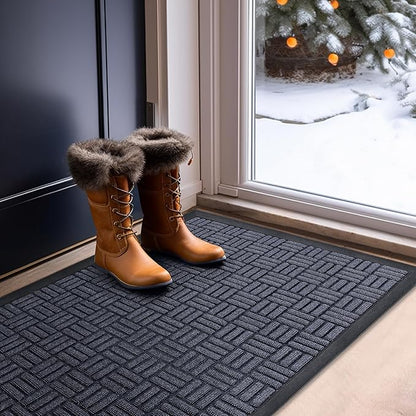 Mibao Front Door Mat, Heavy Duty Durable Welcome Mat for Outdoor Indoor, Dirt Trapper Waterproof Super Absorbent Door Mat for Entryway Outside Patio Porch, 61.5" x 36", Navy