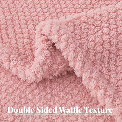 Whale Flotilla Extra Large Fuzzy Fleece Throw Blanket for Couch, 50x70 Inch Fluffy Warm Soft Jacquard Blankets for All Season, Lightweight and Cozy, Pink