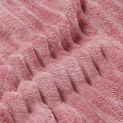 BEDELITE Fleece Blanket King Size – 3D Ribbed Jacquard Soft and Warm Decorative Fuzzy Blankets – Cozy, Fluffy, Plush Lightweight Throw Blankets for Couch, Bed, Sofa(Pink, 108x90 inches)
