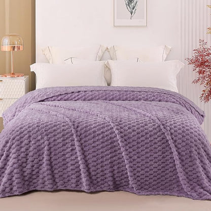 Exclusivo Mezcla Fleece Queen Blanket for Bed, Extra Large Fuzzy Grayish Purple Bed Blankets, Soft Cozy Plush Sofa Throws for All Seasons, 90x90 Inches