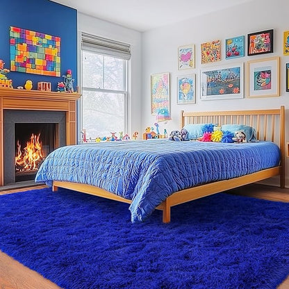 Rugs for Bedroom 4x6, Soft Shaggy Modern Shag Area Rug for Living Room, Upgrade Non-Slip Plush Fluffy Carpet for Kids Boys Girls Room Home Decor Aesthetic, Royal Blue