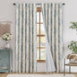 jinchan Blackout Floral Curtains for Living Room Bedroom Linen Blend Curtain Farmhouse Blue Printed with Lined Back Tab Rod Pocket Drapes Window Treatments 2 Panels 84 Inch