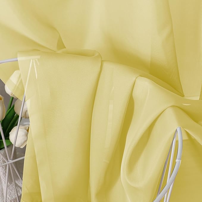 Aiyufeng Yellow Sheer Curtains 45 Inch Length 2 Panels Set, Light Filtering Yellow Window Curtain Drapes Treatment for Kitchen, Bedroom,Children Room, Dual Rod Pocket, 2 Pack of 42 x 45"