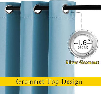 NICETOWN Bedroom Blackout Curtains and Drapes - Window Treatment Thermal Insulated Solid Grommet Blackout Draperies for Living Room (Set of 2 Panels, 52 by 95 Inch, Teal Blue)