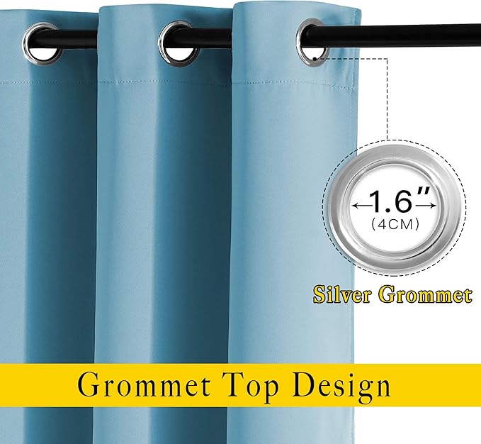 NICETOWN Room Darkening Curtain Panels - Window Treatment Thermal Insulated Grommet Light Blocking Curtains Drapes for Bedroom/Home Office (2 Panels, 46 by 54, Teal Blue)