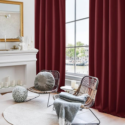 Deconovo Blackout Curtains, Thermal Insulated, W42 x L84 2 Panels, Back Tab, Machine Washable, Room-Darkening Drapes for Bedroom/Living Room Burgundy Red