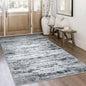 Lansny Modern Abstract 4x6 Living Room Washable Rug Non-Slip Soft Bedroom Area Rug Black Grey White Thin Print Faux Wool Floor Carpet Throw Rugs for Nursery Playroom Dining Room Indoor Home Decor