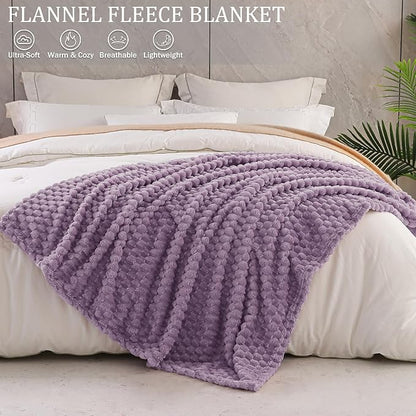 Exclusivo Mezcla Fleece Throw Blanket for Couch, Extra Large Fuzzy Grayish Purple Bed Blankets, Soft Cozy Plush Sofa Throws for All Seasons, 50x70 Inches