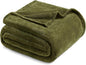 Exclusivo Mezcla Fleece Blankets Queen Size for Bed, Super Soft and Warm, All Season, Cozy, Plush, Lightweight, 90x90 Inches, Olive Green