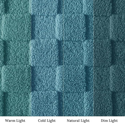 Exclusivo Mezcla Queen Size Flannel Fleece Blanket, Super Soft and Warm Lightweight Checkered Pattern Blanket for All Seasons, 90x90 Inches, Slate Blue