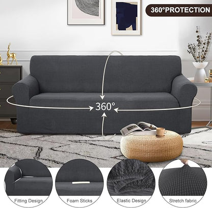 U-NICE HOME Stretch Couch Cover Sofa Cover Washable Sofa Slipcover Furniture Protector for 3 Cushion Couch Sofa Pet Friendly(Sofa, Dark Grey)